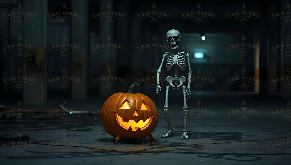 Skeleton And His Pumpkin Friend Bundle Ai Generated Image