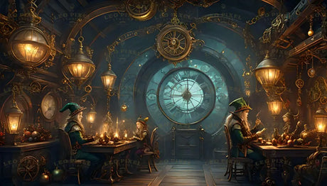 Steampunk Clockwork Holiday Workshop Ai Generated Image