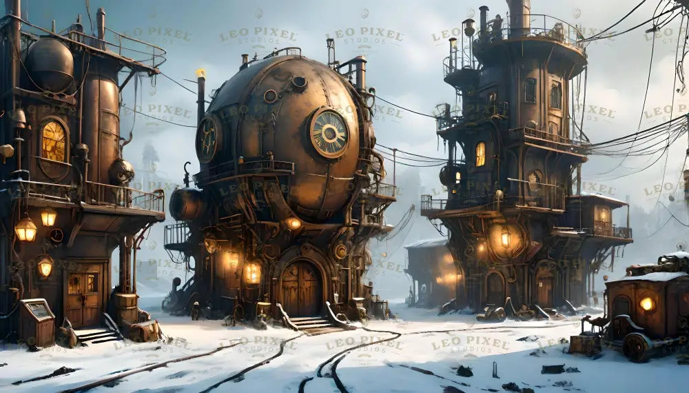 Steampunk Industrial Village Ai Generated Image