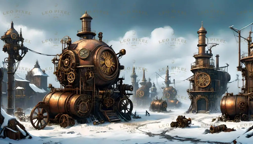 Steampunk Industrial Village Ai Generated Image