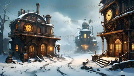 Steampunk Post-Apocalyptic Village Ai Generated Image