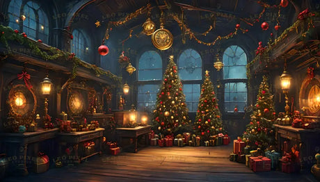 Steampunk Victorian Christmas Workshop With Glittering Holiday Decor Ai Generated Image