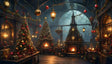 Steampunk Victorian Holiday Hearth With Festive Trees Ai Generated Image