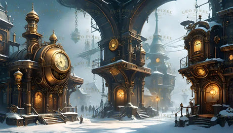 Steampunk Winter Cityscape Ai Generated Image