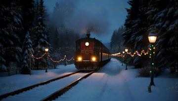 Train Passing Through A Winter Forest Ai Generated Image