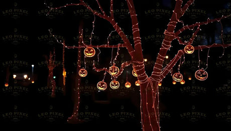 Trees Decorated With Halloween Decorations Bundle Ai Generated Image