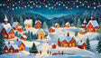 A charming holiday village sparkles under a starry winter night, with snow-covered cottages glowing warmly amidst decorated trees. Children play near a cheerful snowman, festive lights hang above, and laughter fills the air. The scene radiates joy, community spirit, and the magical warmth of the Christmas season. Ai generated image. Psychedelic style.