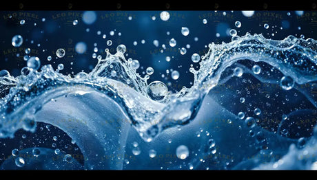 Water splash with suspended droplets Ai Generated Image