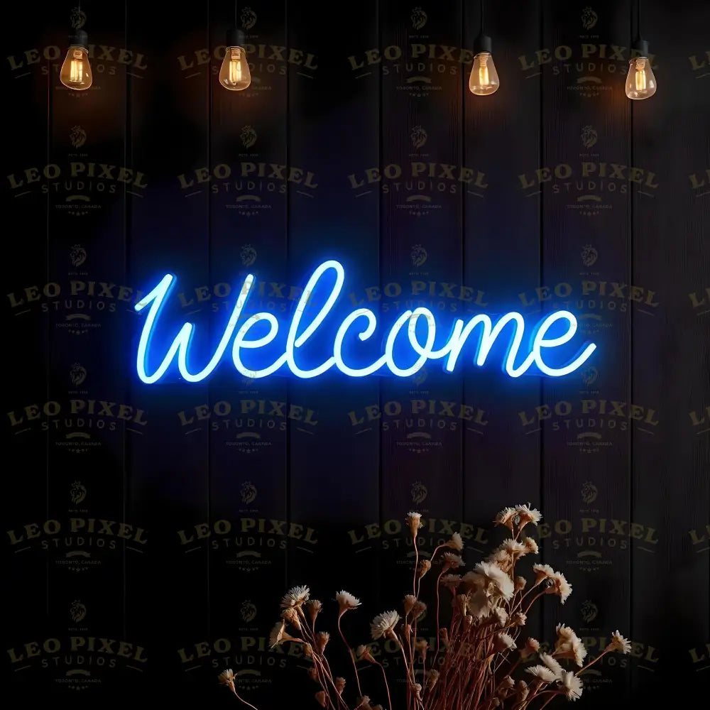 Welcome Neon Banner Ai Generated Image