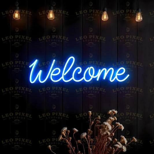 Welcome Neon Banner Ai Generated Image