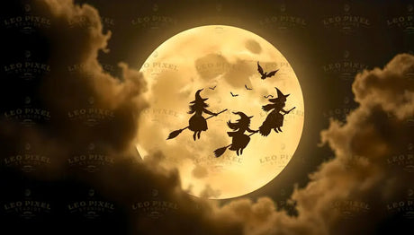 Witches Flying On Their Bundle Ai Generated Image