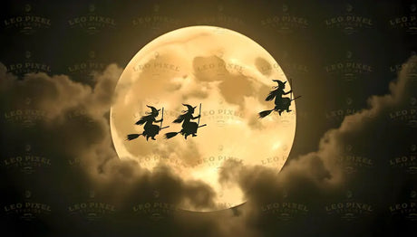 Witches Flying On Their Bundle Ai Generated Image