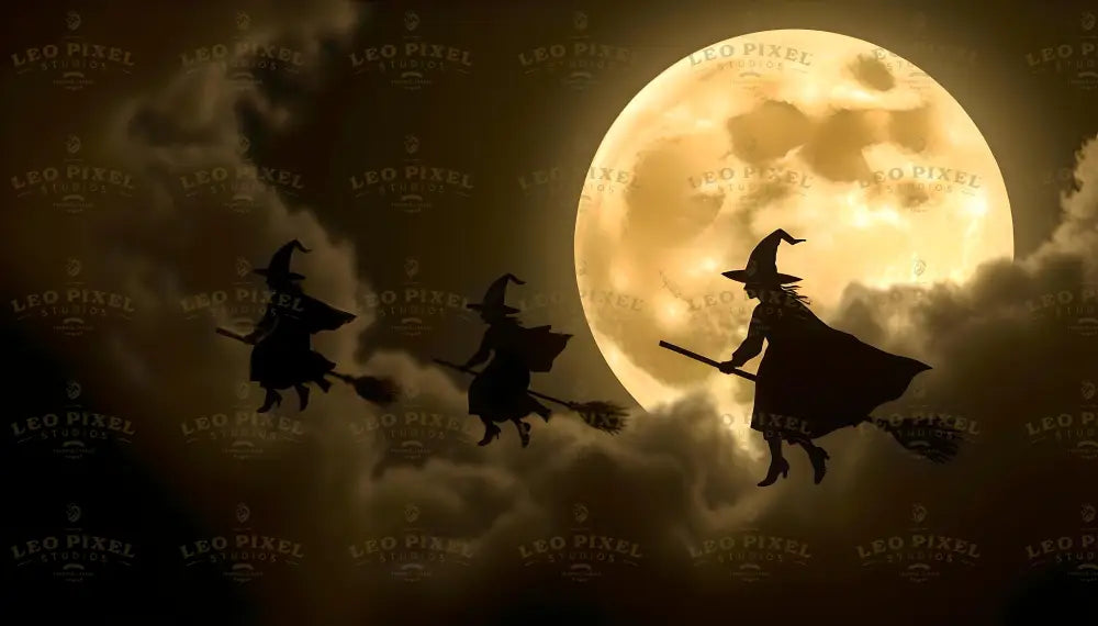 Witches Flying On Their Bundle Ai Generated Image