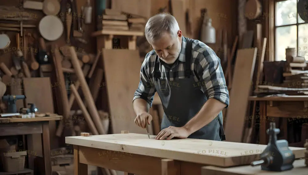 Woodworking Man In His Workshop Ai Generated Image